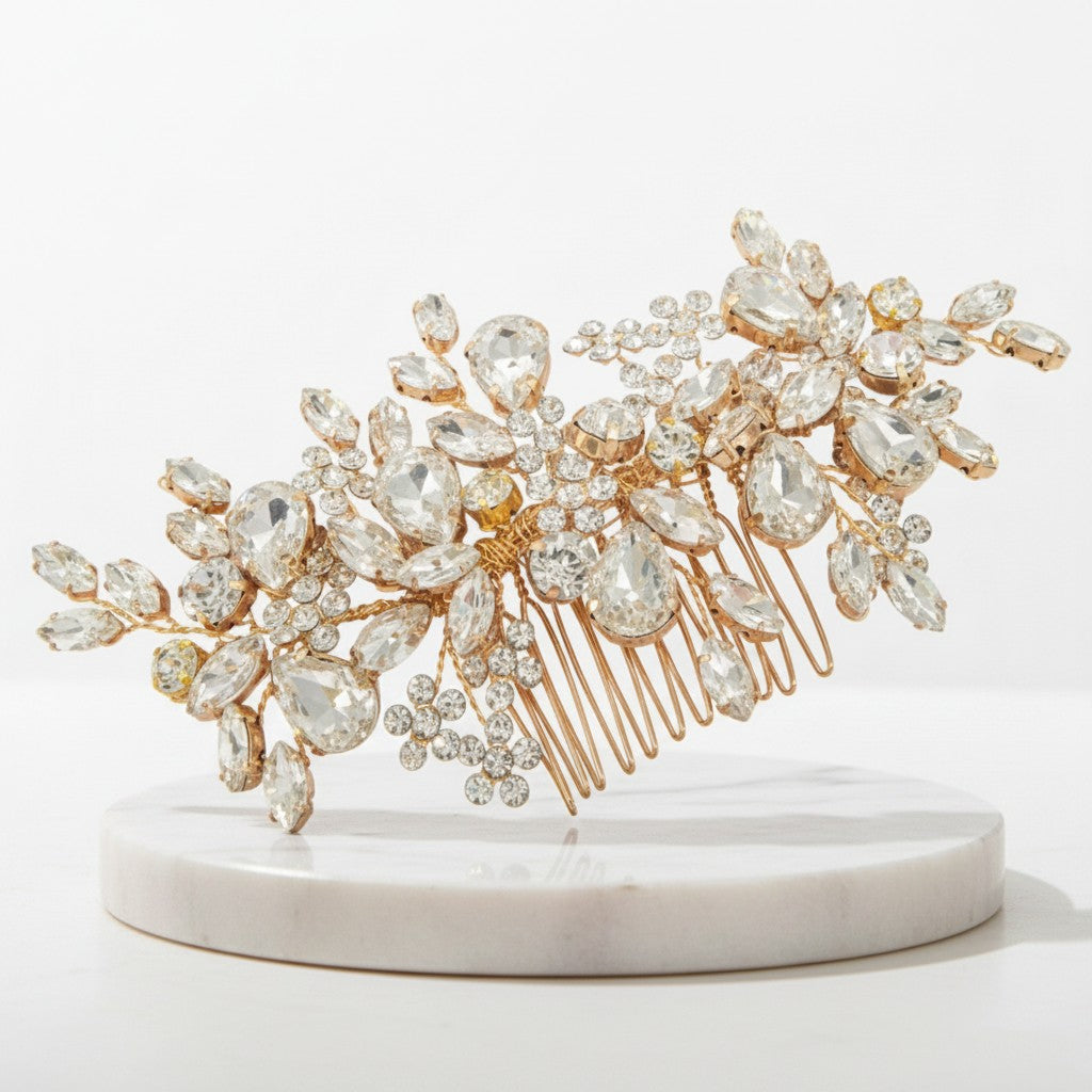 ATHENA COLLECTION - RADIANCE HAIR COMB - HC263 - GOLD