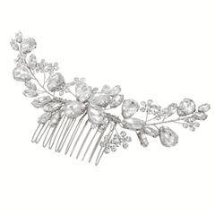 ATHENA COLLECTION - EXQUISITE HAIR COMB - HC264 SILVER