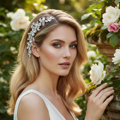 ATHENA COLLECTION - EXQUISITE HAIR COMB - HC264 SILVER