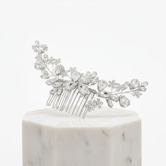 ATHENA COLLECTION - EXQUISITE HAIR COMB - HC264 SILVER