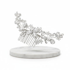 ATHENA COLLECTION - EXQUISITE HAIR COMB - HC264 SILVER