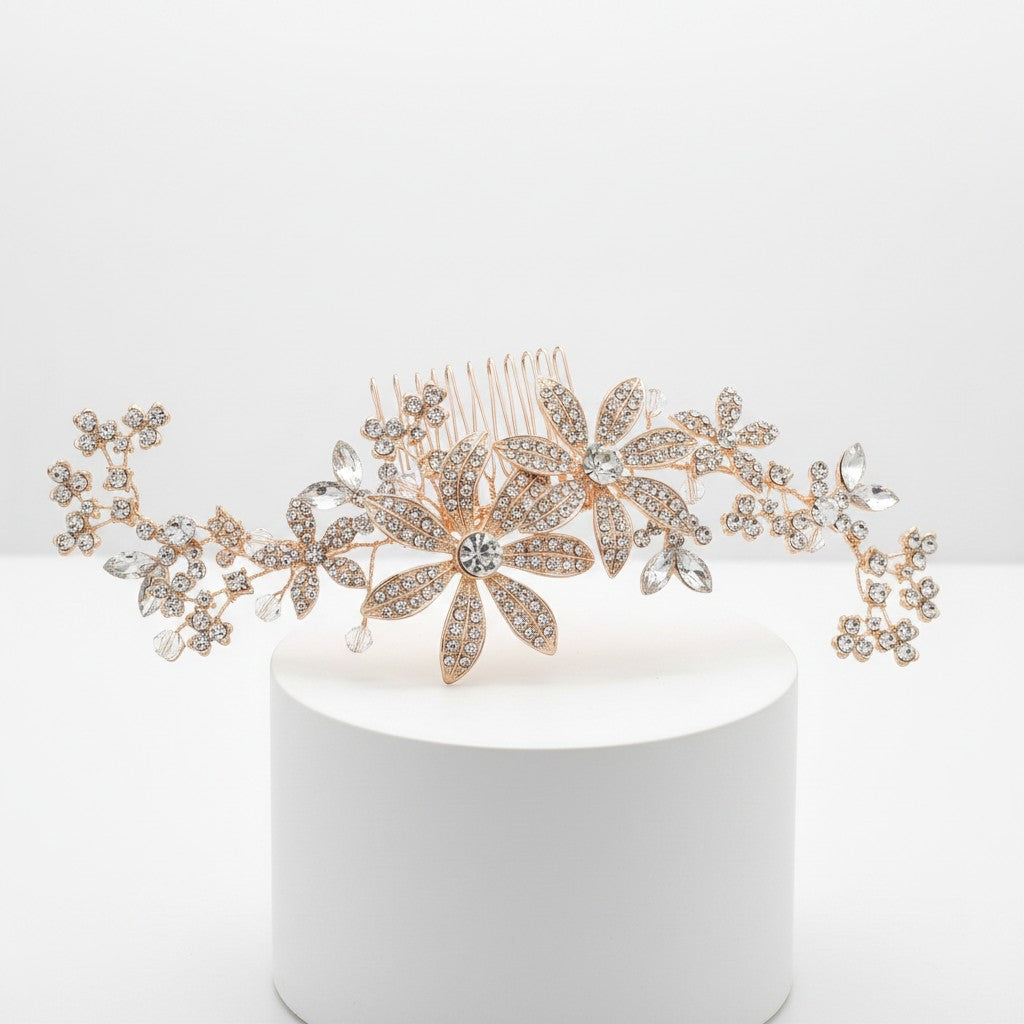 ATHENA COLLECTION - LUXE FLOWER COMB - HC242 GOLD