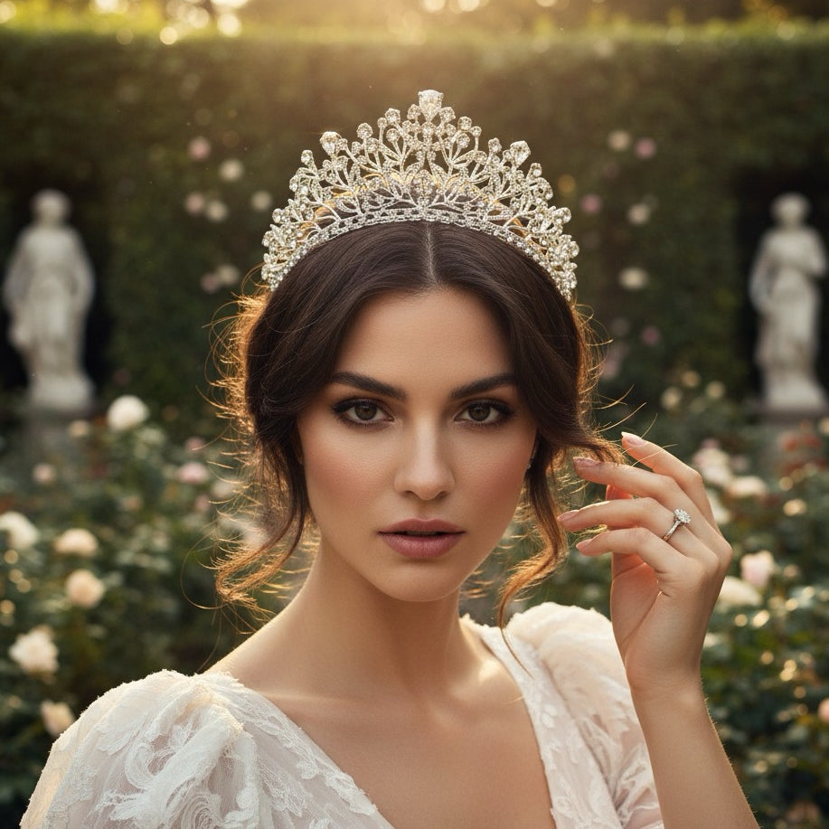 CUBIC ZIRCONIA COLLECTION - CRYSTAL ALLURE CROWN - AHB151 SILVER