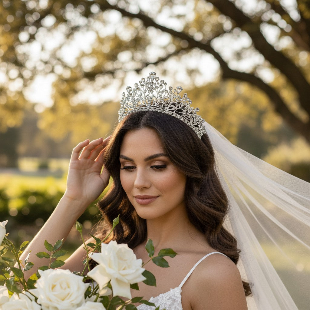 CUBIC ZIRCONIA COLLECTION - CRYSTAL ALLURE CROWN - AHB151 SILVER