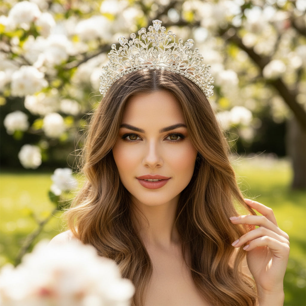 CUBIC ZIRCONIA COLLECTION - CRYSTAL ALLURE CROWN - AHB151 SILVER