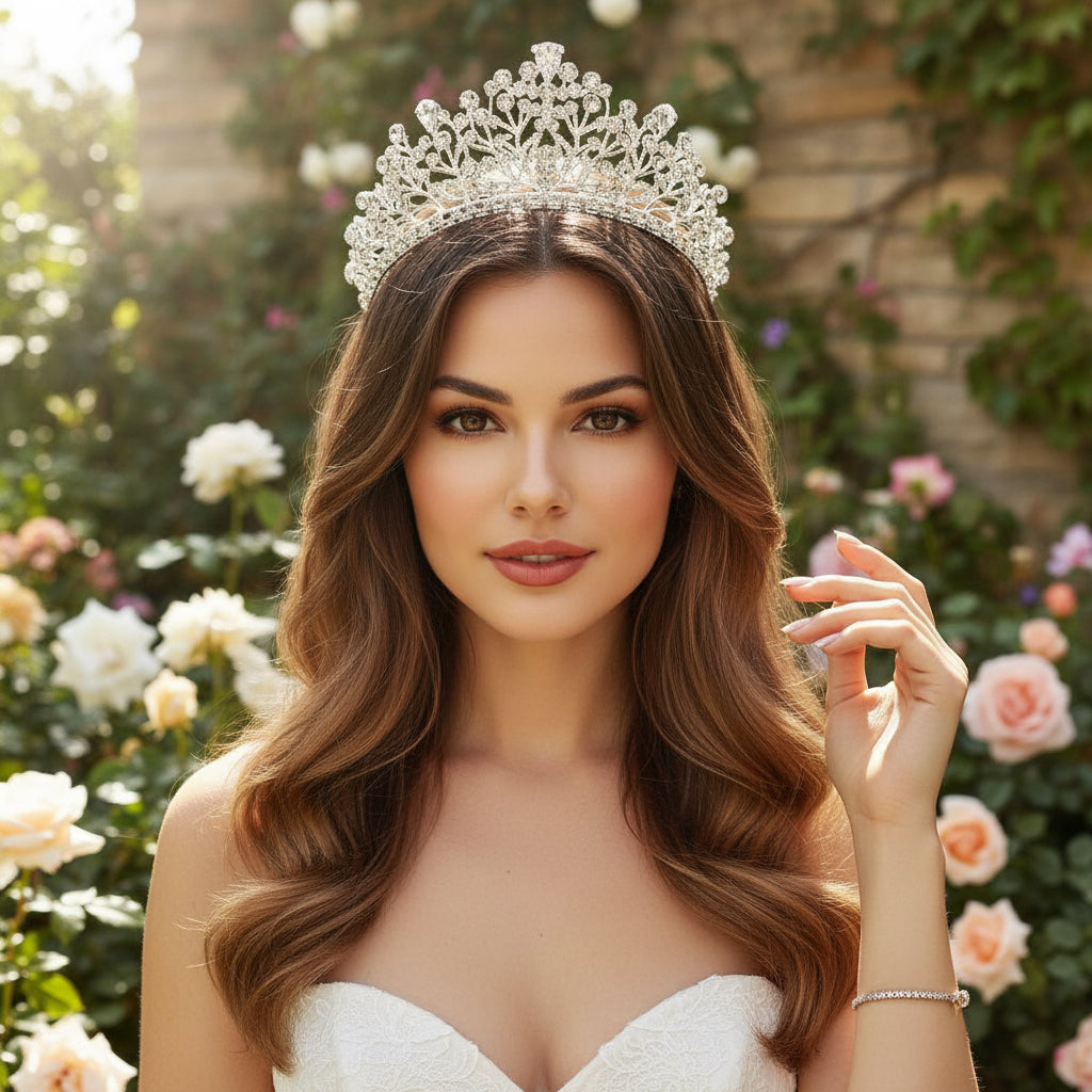 CUBIC ZIRCONIA COLLECTION - CRYSTAL ALLURE CROWN - AHB151 SILVER