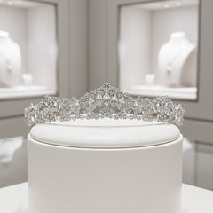 CUBIC ZIRCONIA COLLECTION - DAINTY DIVA TIARA - AHB152 - SILVER