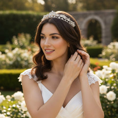 CUBIC ZIRCONIA COLLECTION - DAINTY DIVA TIARA - AHB152 - SILVER
