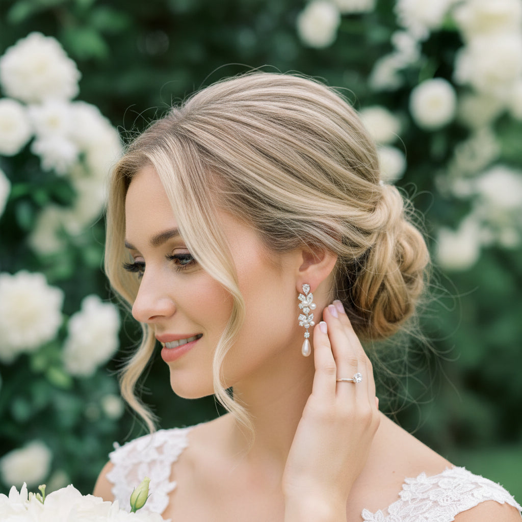 CUBIC ZIRCONIA COLLECTION - EXQUISITE STARLET EARRINGS - CZER687 SILVER