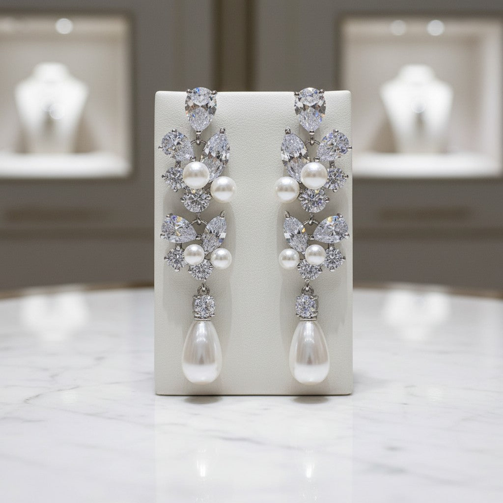 CUBIC ZIRCONIA COLLECTION - EXQUISITE STARLET EARRINGS - CZER687 SILVER