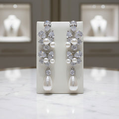 CUBIC ZIRCONIA COLLECTION - EXQUISITE STARLET EARRINGS - CZER687 SILVER