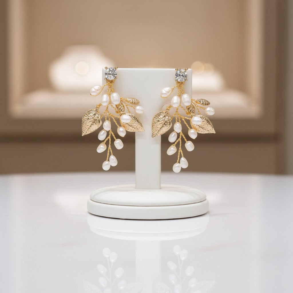 CUBIC ZIRCONIA COLLECTION - RADIANCE PEARL EARRINGS - CZER690 GOLD
