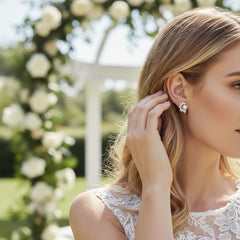 CUBIC ZIRCONIA COLLECTION - DAINTY PEARL EARRINGS - CZER692 SILVER
