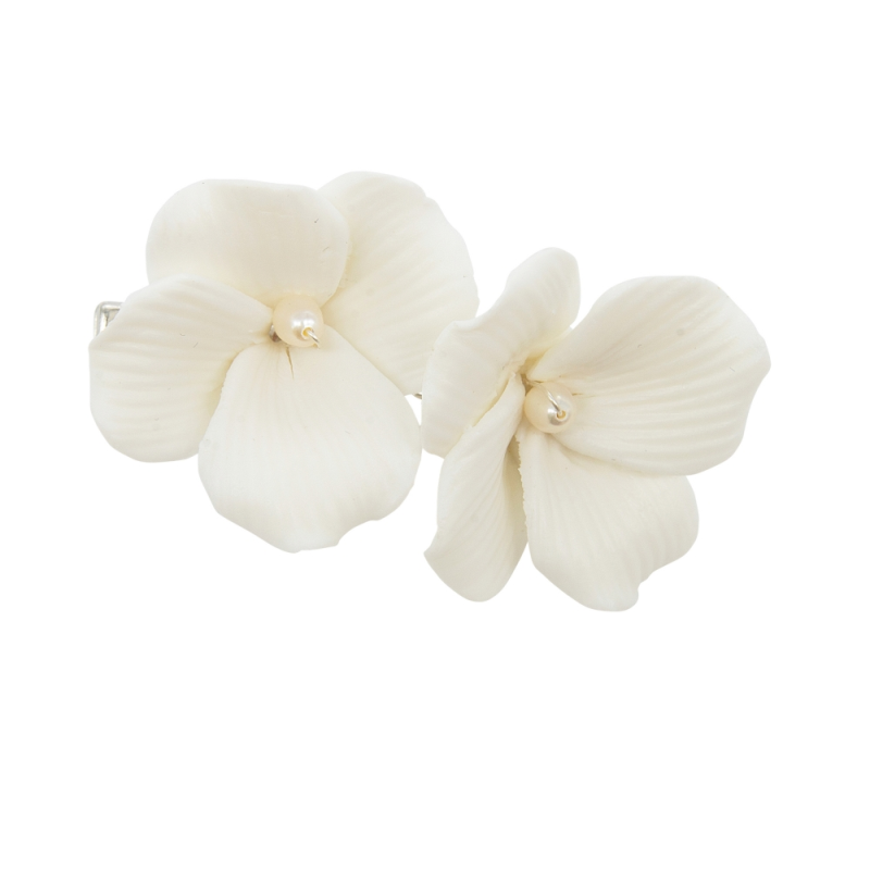 ATHENA COLLECTION - ELEGANCE FLOWER HAIR CLIP - CLIP770 SILVER