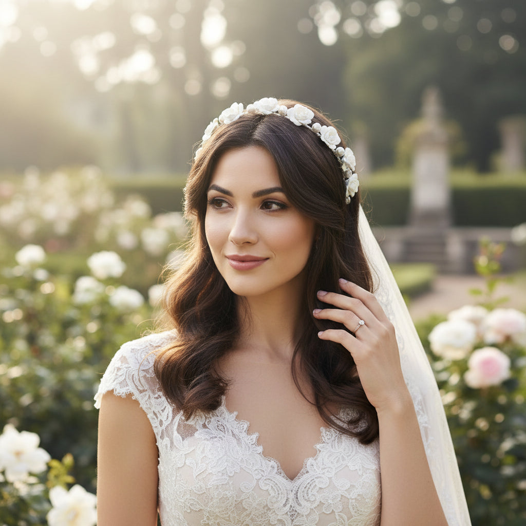 ATHENA COLLECTION - VINTAGE ROSE HEADBAND - SILVER - AHB153 GOLD