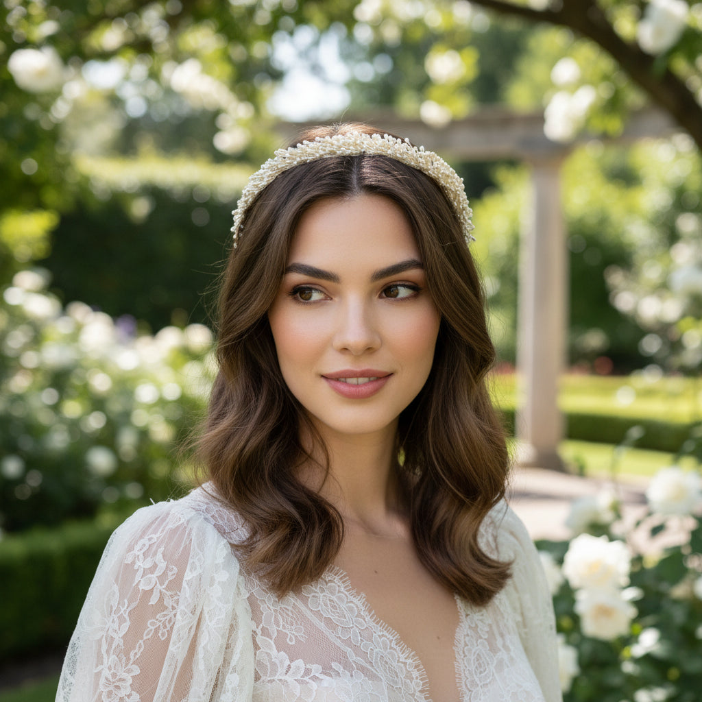 ATHENA COLLECTION -  EXQUISITE PEARL HEADBAND - AHB156 IVORY