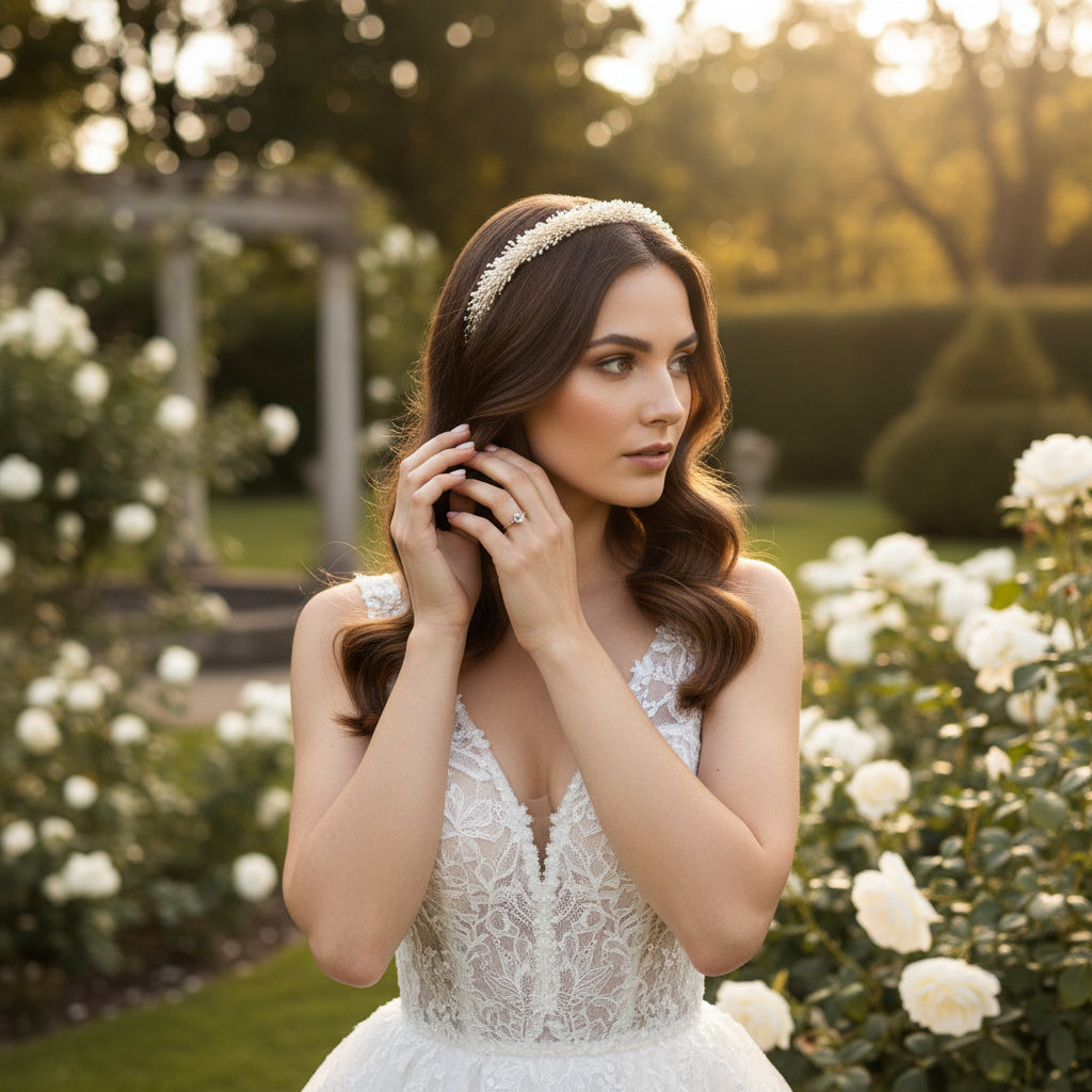 ATHENA COLLECTION -  EXQUISITE PEARL HEADBAND - AHB156 IVORY