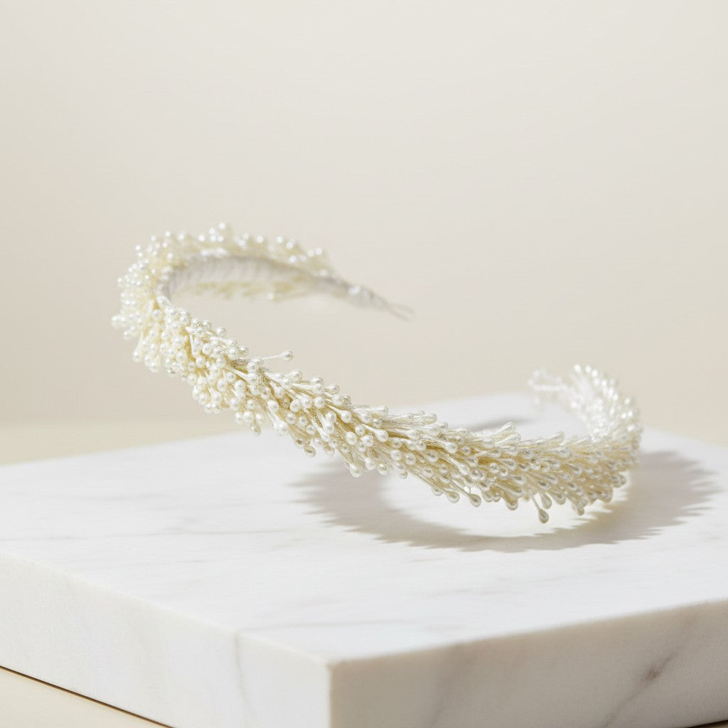 ATHENA COLLECTION -  EXQUISITE PEARL HEADBAND - AHB156 IVORY