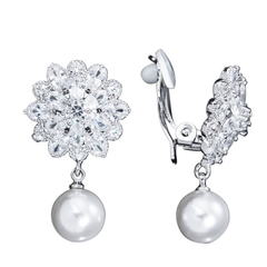 CUBIC ZIRCONIA COLLECTION - EXQUISITE CLIP ON EARRING COLLECTION  - SILVER