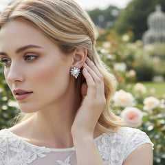 CUBIC ZIRCONIA COLLECTION - DAINTY PEARL CLIP ON EARRINGS - CZER696 SILVER
