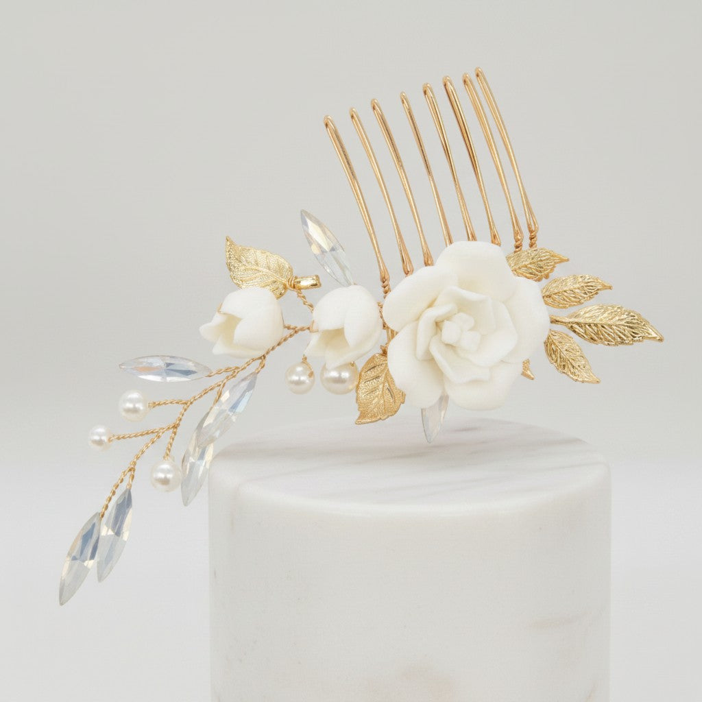ATHENA COLLECTION - VINTAGE TREASURE HAIR COMB - HC269 GOLD