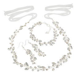 ATHENA COLLECTION - CRYTAL HAIR VINE SET - HP220 SILVER
