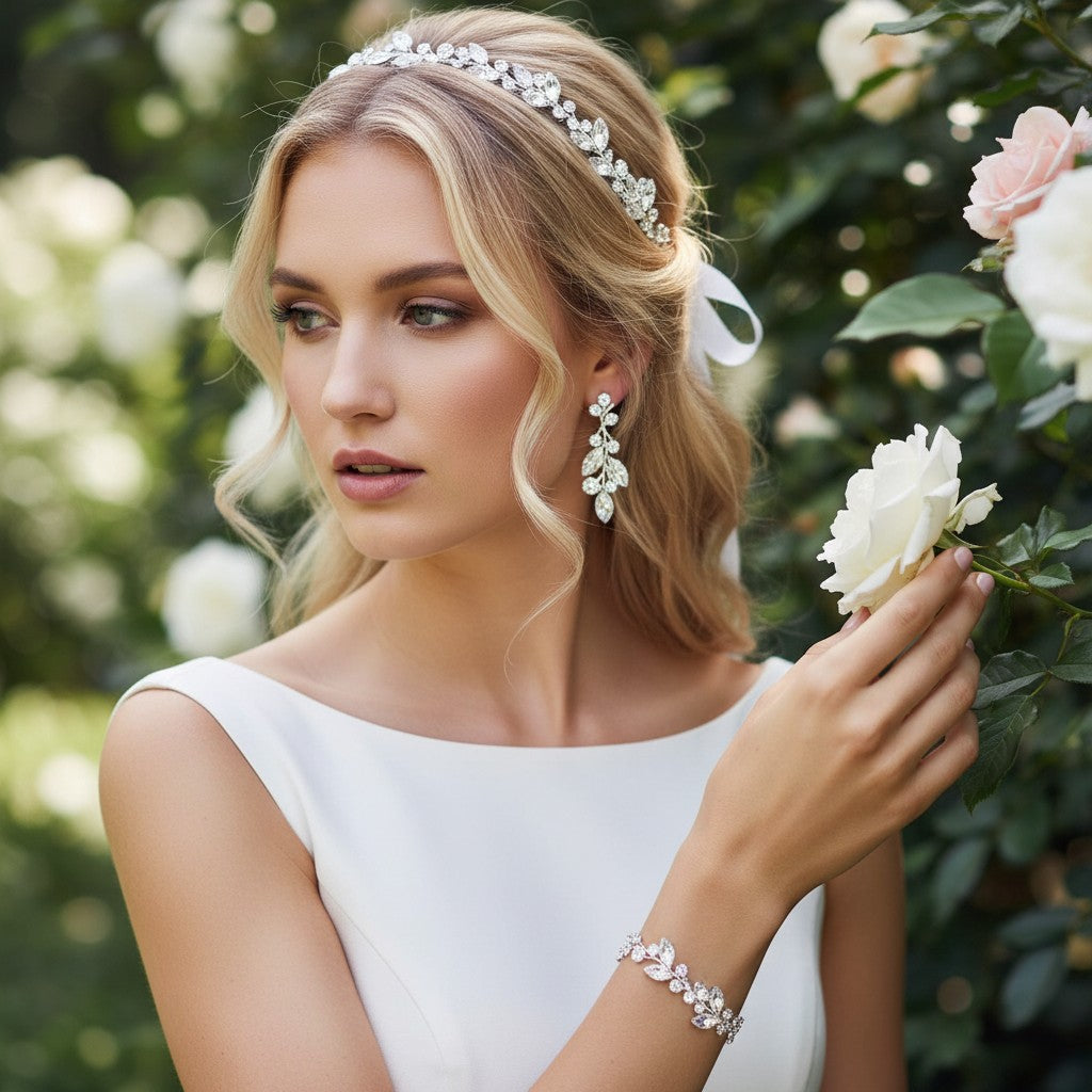ATHENA COLLECTION - CRYTAL HAIR VINE SET - HP220 SILVER