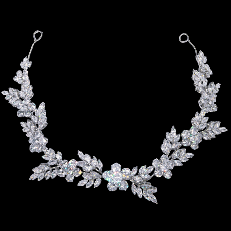 CUBIC ZIRCONIA COLLECTION  - RADIANCE HAIR VINE - HP221 SILVER