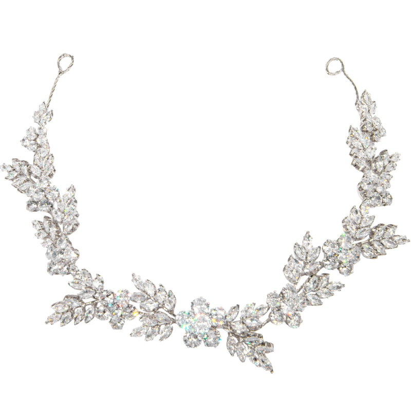 CUBIC ZIRCONIA COLLECTION  - RADIANCE HAIR VINE - HP221 SILVER