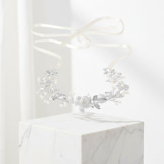 ATHENA COLLECTION - SILVER SPARKLE FLORAL VINE - HP236 SILVER