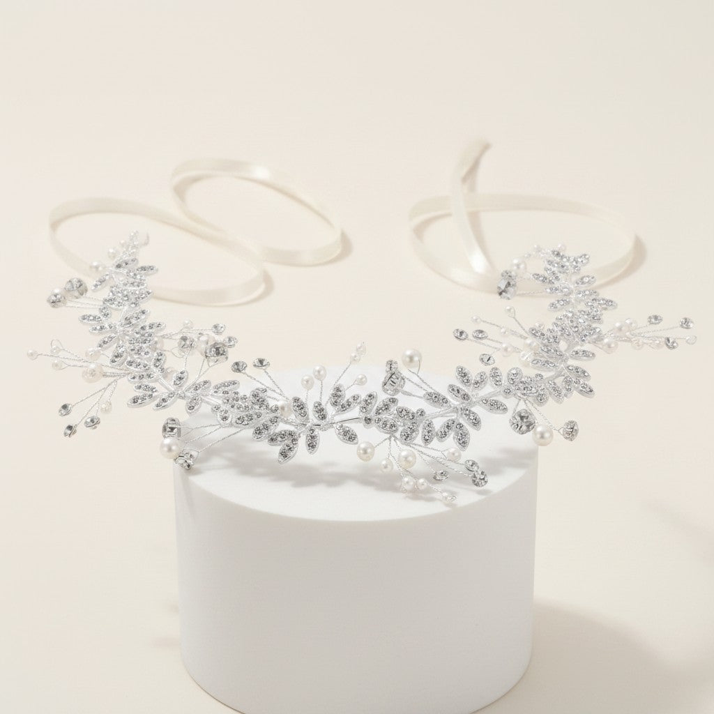 ATHENA COLLECTION - CRYSTAL SPARKLE HAIR VINE - HP237 SILVER