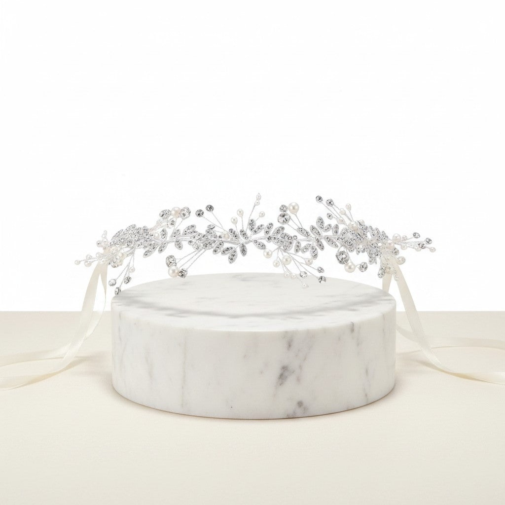 ATHENA COLLECTION - CRYSTAL SPARKLE HAIR VINE - HP237 SILVER