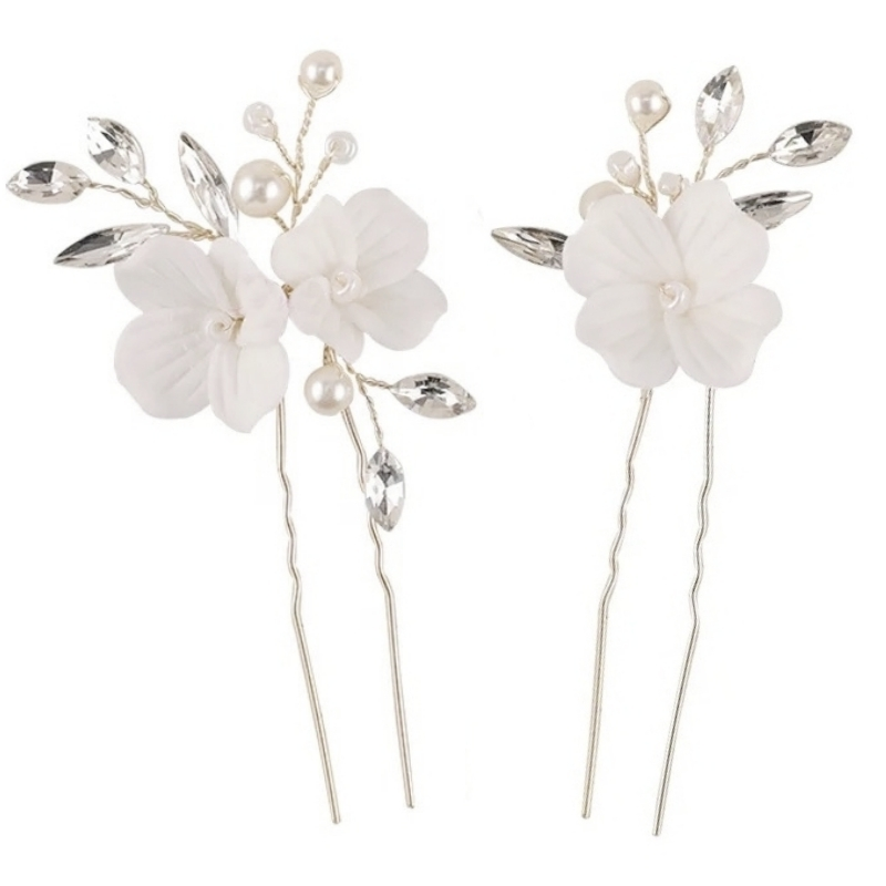 ATHENA COLLECTION - FLORAL ROMANCE HAIR PIN SET - PIN 69 SILVER