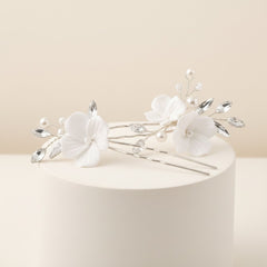 ATHENA COLLECTION - FLORAL ROMANCE HAIR PIN SET - PIN 69 SILVER