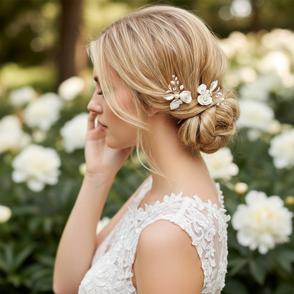 ATHENA COLLECTION - GLAM ROSE HAIR PINS - (PAIR) PIN64 GOLD