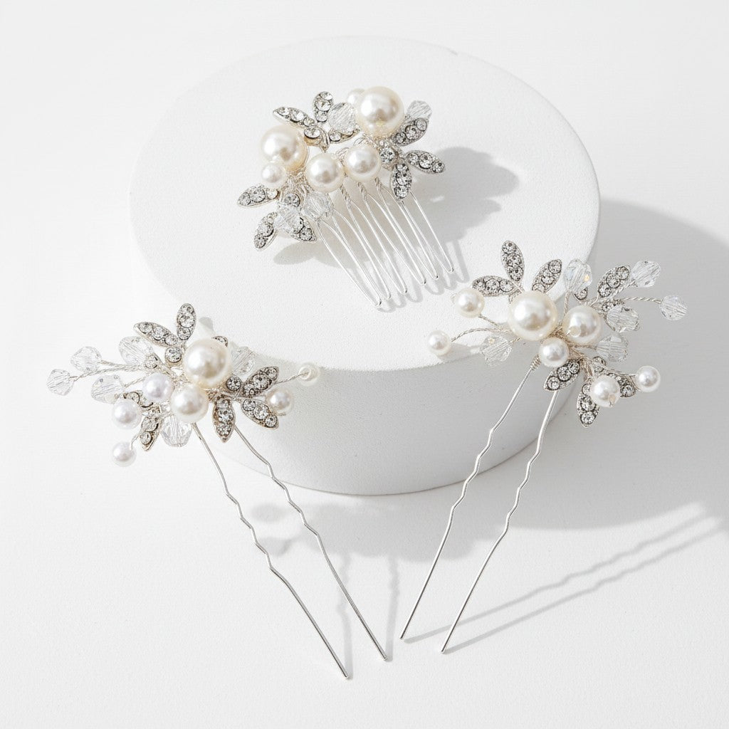 ATHENA COLLECTION - DAINTY HAIR PIN SET - HAIR PIN 70 SILVER