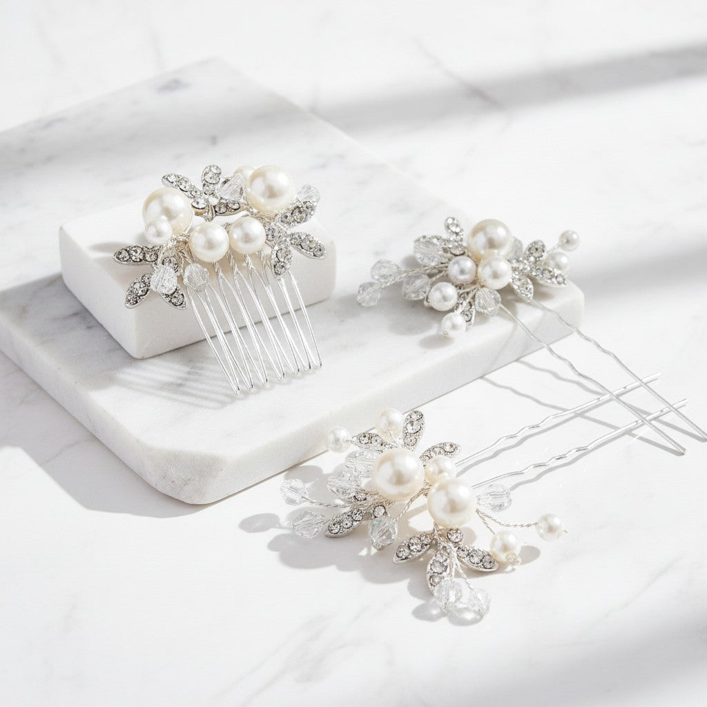 ATHENA COLLECTION - DAINTY HAIR PIN SET - HAIR PIN 70 SILVER