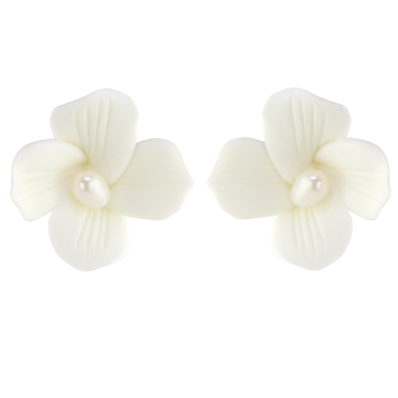 ATHENA COLLECTION - EXQUISITE FLOWER EARRINGS - ( CLIP SCREW ON STYLE) - CZER699