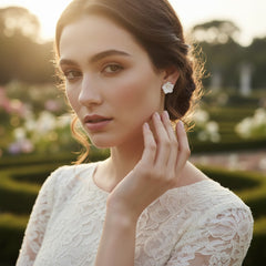 ATHENA COLLECTION - EXQUISITE FLOWER EARRINGS - ( CLIP SCREW ON STYLE) - CZER699