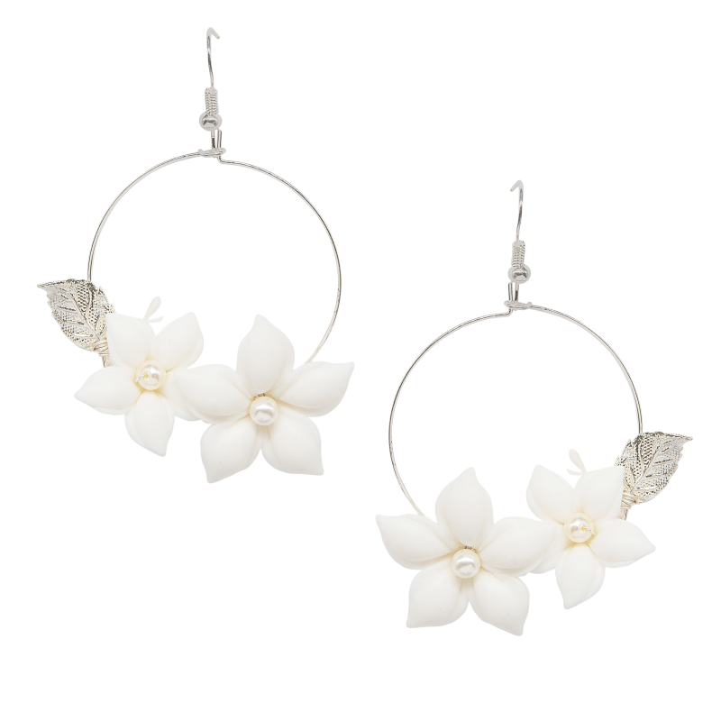 ATHENA COLLECTION - FLOWER OF ELEGANCE EARRINGS - CZER700 - SILVER