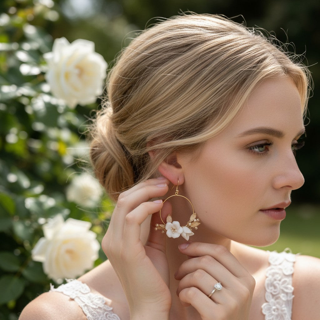 ATHENA COLLECTION - FLOWER OF ELEGANCE EARRINGS - CZER700 - SILVER