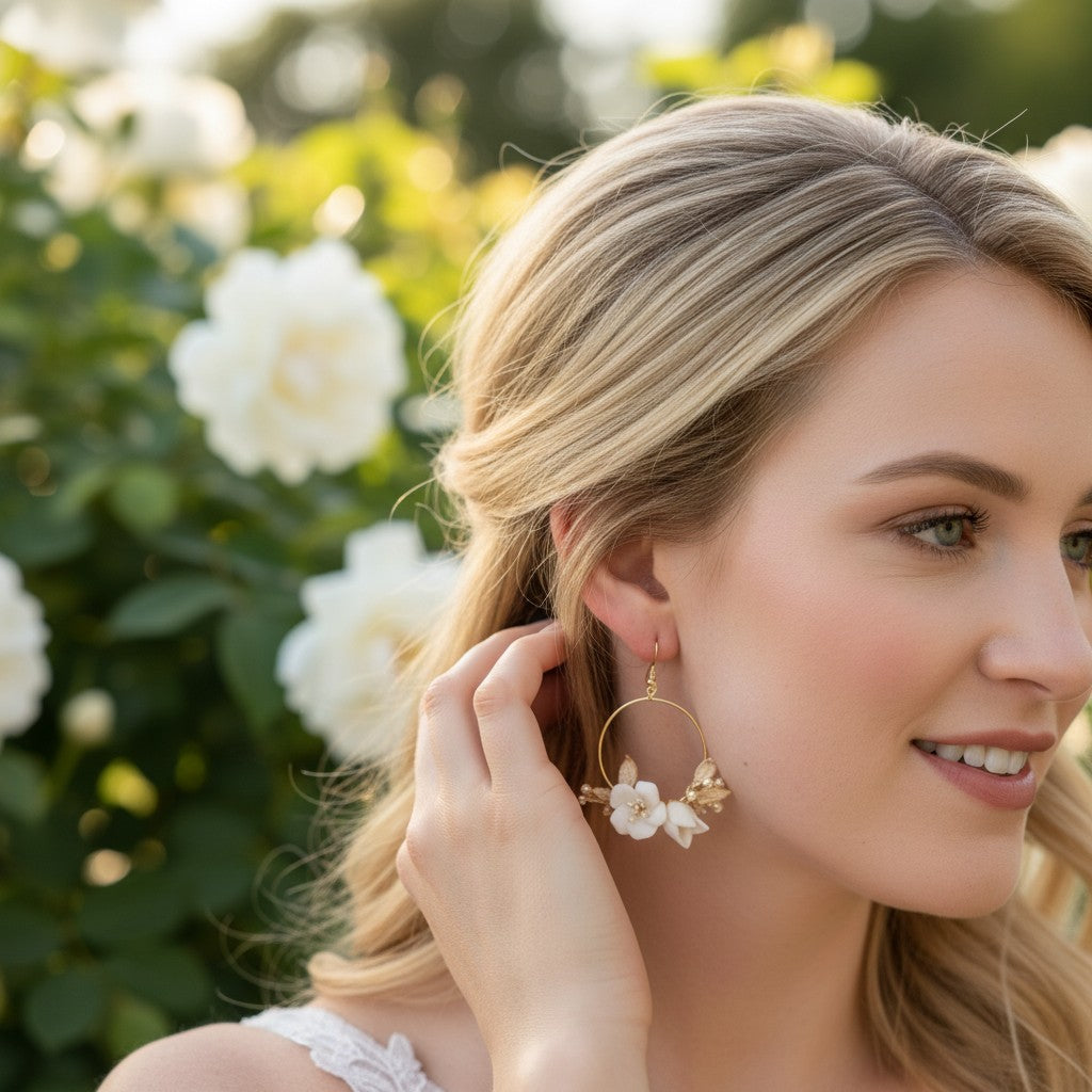 ATHENA COLLECTION - FLOWER OF ELEGANCE EARRINGS - CZER700 - SILVER