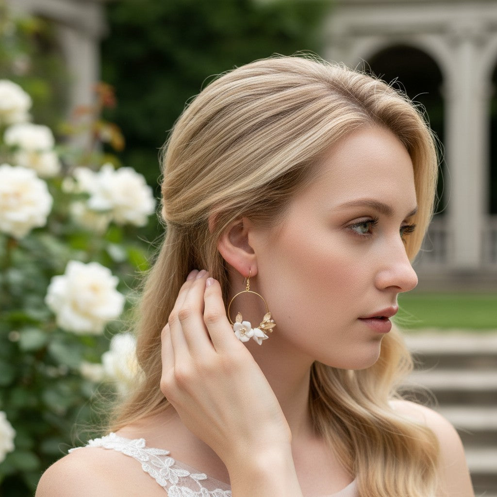 ATHENA COLLECTION - FLOWER OF ELEGANCE EARRINGS - CZER700 - SILVER