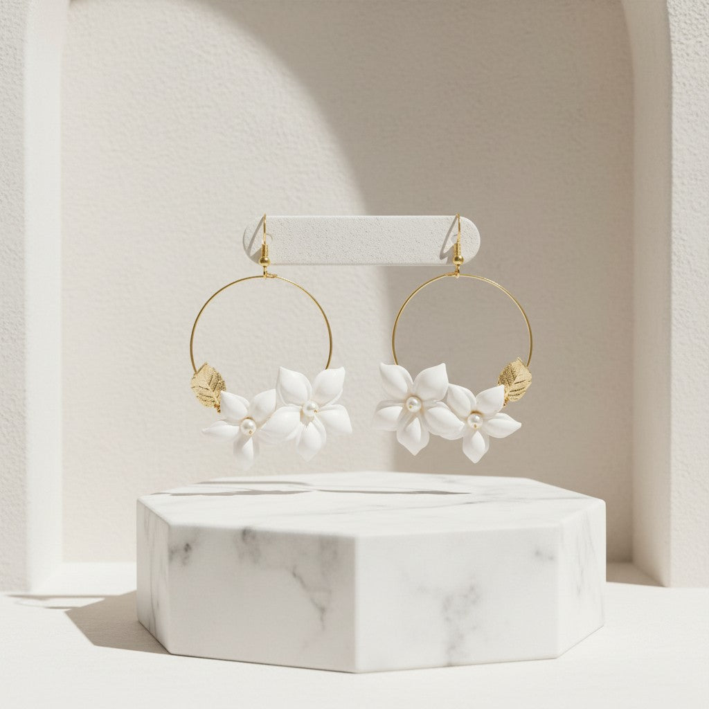 ATHENA COLLECTION - FLOWER OF ELEGANCE EARRINGS - CZER700 - GOLD