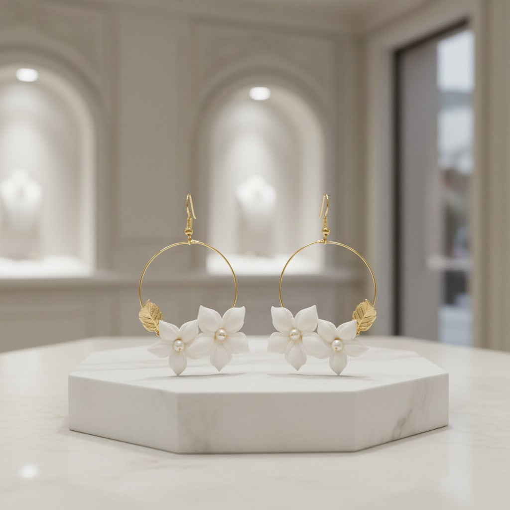 ATHENA COLLECTION - FLOWER OF ELEGANCE EARRINGS - CZER700 - GOLD