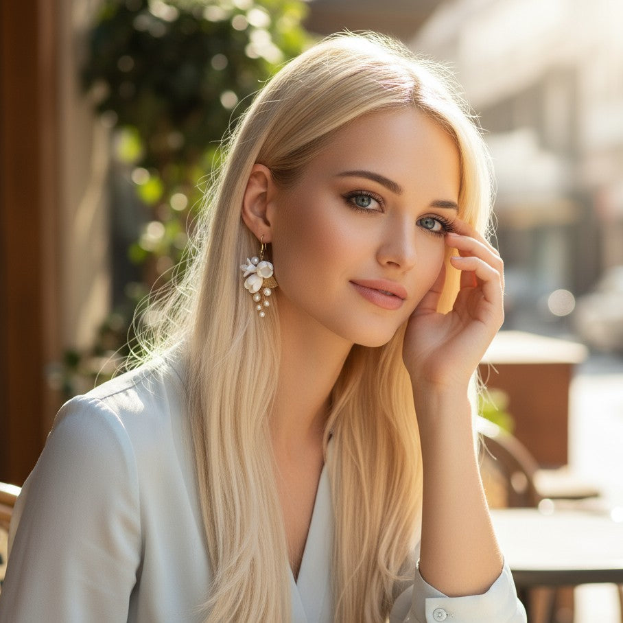 ATHENA COLLECTION - ELEGANCE OF PEARLS EARRINGS - CZER701 SILVER