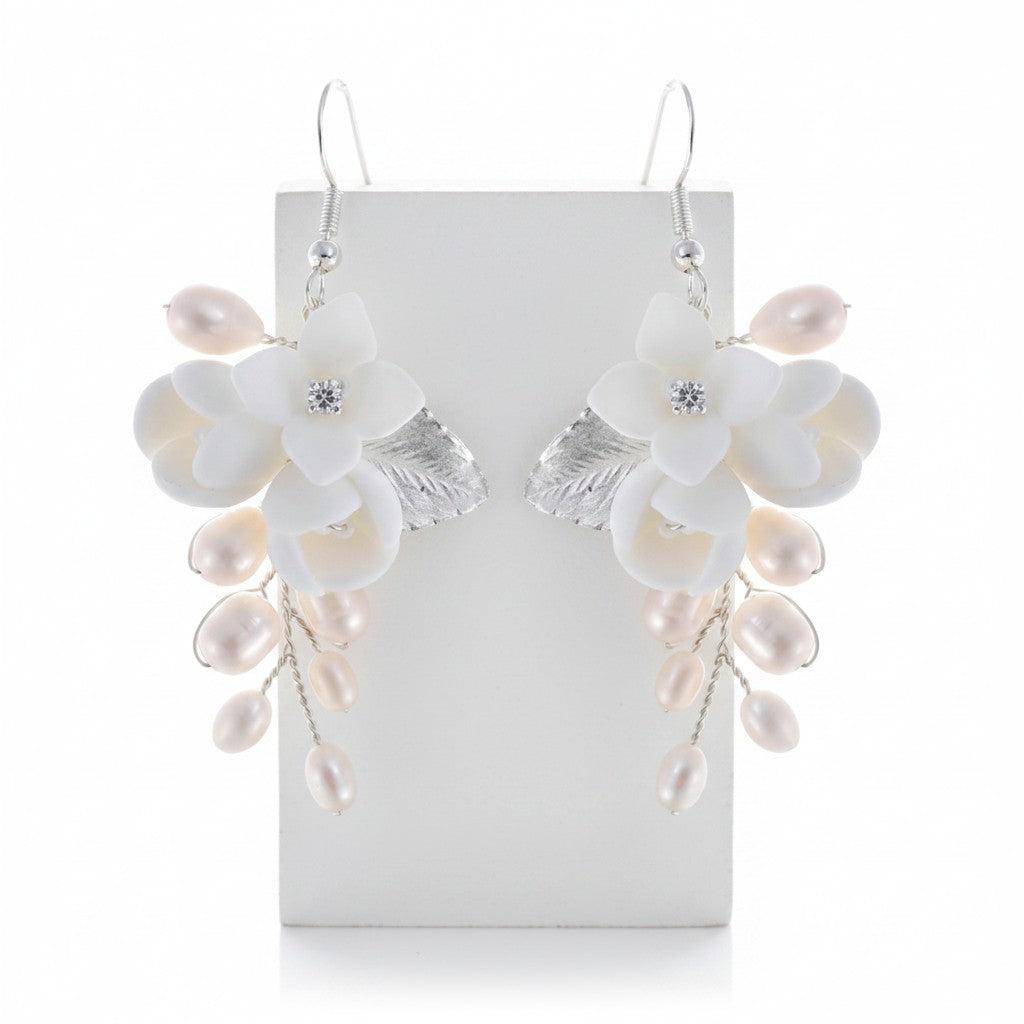 ATHENA COLLECTION - ELEGANCE OF PEARLS EARRINGS - CZER701 SILVER