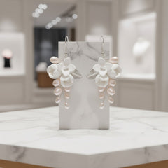 ATHENA COLLECTION - ELEGANCE OF PEARLS EARRINGS - CZER701 SILVER