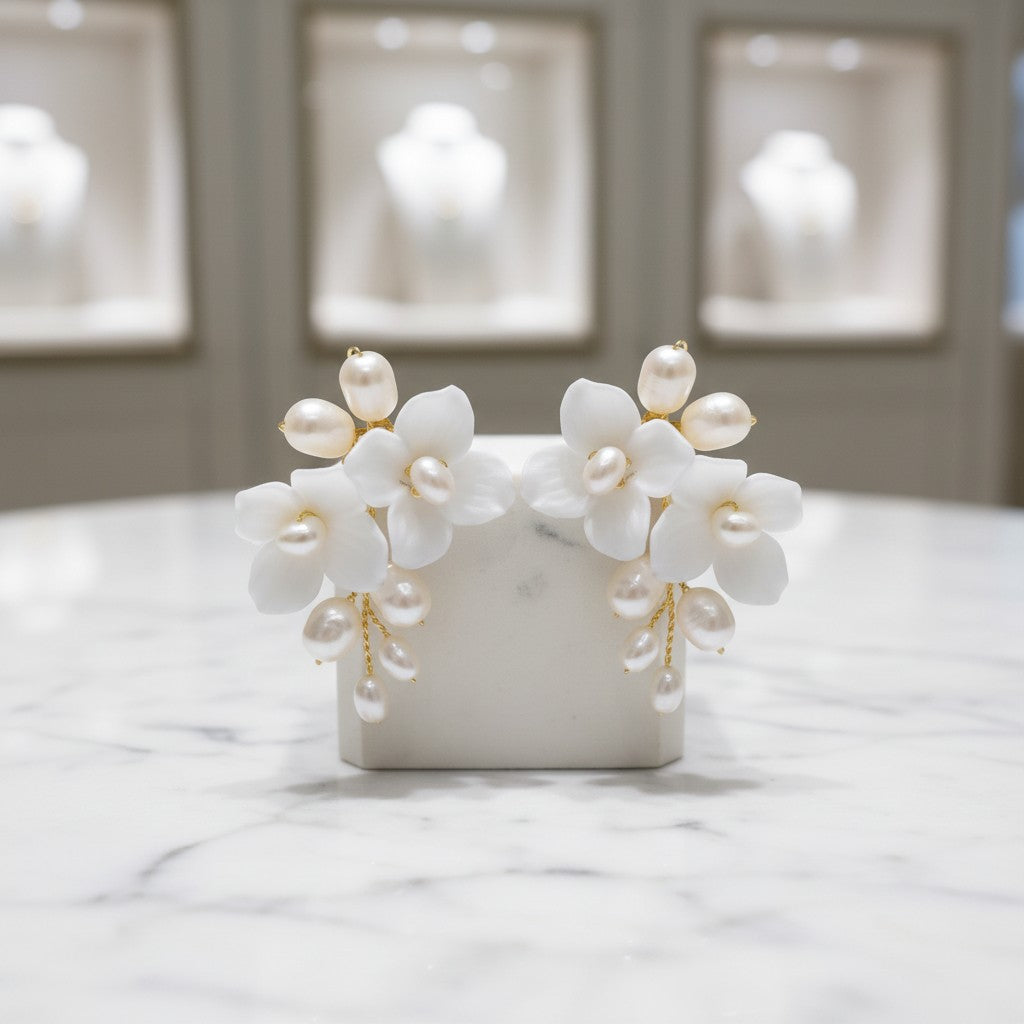 ATHENA COLLECTION - TIMELESS ELEGANCE PEARL EARRINGS - CZER704 GOLD
