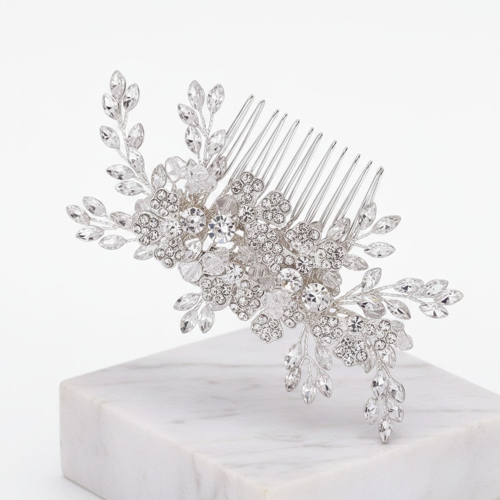 ATHENA COLLECTION - GLAM STARLET HAIR COMB - HC271 SILVER